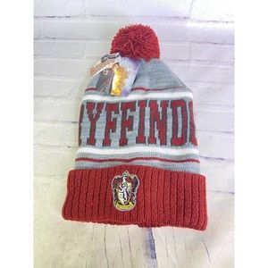 Harry Potter Gryffindor House Crest Knit Cuff Beanie Hat Cap Adult OSFM